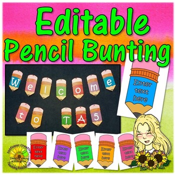 Editable Pencil Bunting