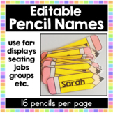 Editable Pencil Name tags Back to School