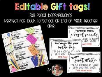 Editable Pencil Pouch Gift Tag by Mr Vissers Class