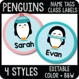 Editable Penguin Name Tags, Penguins Cubby Decor, Printable Winter Labels