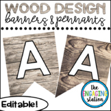 Editable Pennants and Banners - Wood Design