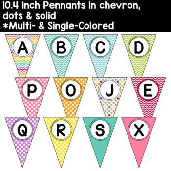 104 Editable Pennant Banners in Soft Chevron & Dots by Elementary ...