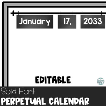 Preview of 2024 Editable Perpetual Flip Calendar Chalkboard