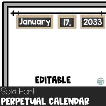 Preview of 2024 Editable Perpetual Flip Calendar Chalkboard on Burlap