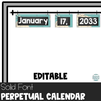 Preview of 2024 Editable Perpetual Flip Calendar Chalkboard on Vintage Map
