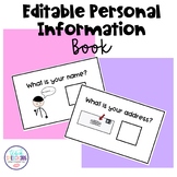 Editable Personal Information Book - Speech Therapy, Speci
