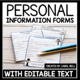 Personal Information Worksheet Editable