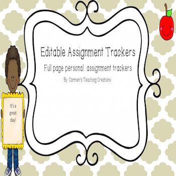Preview of Editable Personal Student Assignment Trackers