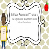 Editable Personal Student Assignment Trackers