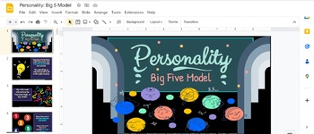 Preview of Editable: Personality - Big 5 Model