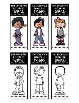 editable personalized bookmarks black white and color tpt