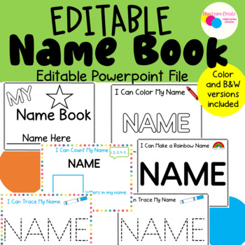 Preview of Editable Personalized Name Book for Preschool PreK and Kindergarten