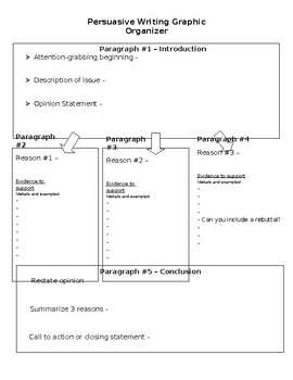 Preview of Persuasive Writing Graphic Organizers (Editable and Fillable  resource)