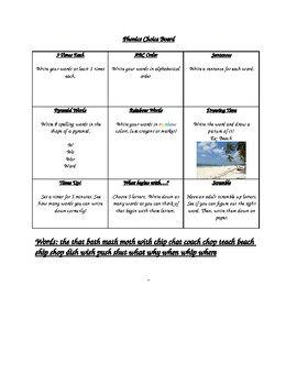 Preview of Editable Phonics Choice Board