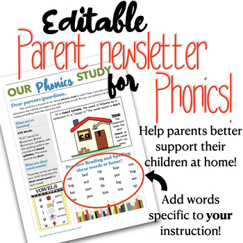 Preview of Editable Phonics Newsletter: Help Parents Understand Your Phonics Instruction!