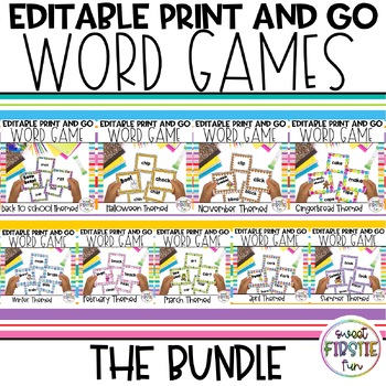 Preview of Editable Phonics Word Games for the Year - The Bundle