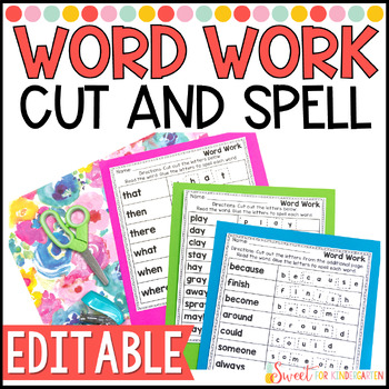 Preview of Editable Phonics Word Work Worksheets | Fine Motor Spelling Practice