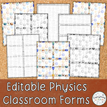 Preview of Editable Physics-Themed Classroom Forms | Classroom Form Templates