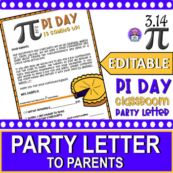 Preview of Editable Pi Day Letter to Parents