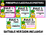 Editable Pineapple Class Rules Poster