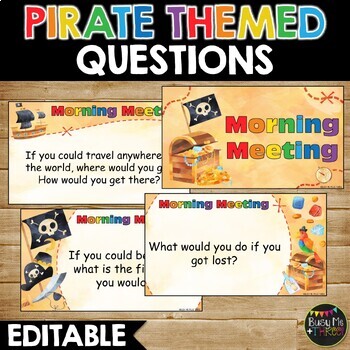 Preview of Editable Pirate Themed Morning Meeting | Question of the Day | Community Circle