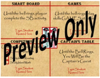 Preview of Editable Pirate Themed Small Group Rotation Assignments