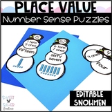 Editable Place Value Snowmen Puzzles