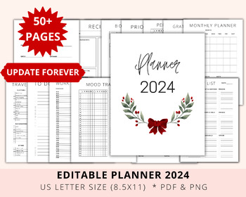 Preview of Editable Planner 2024, Download Planner, Digital Planner 2024, PDF