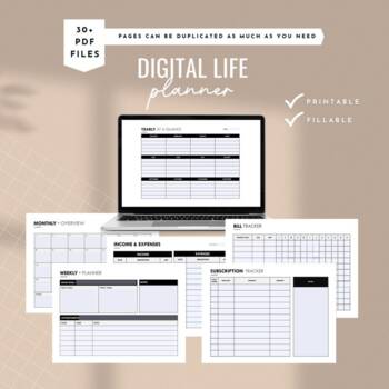 Preview of Editable Planner 2022 • Printable Digital Planner • Budget Planner Included