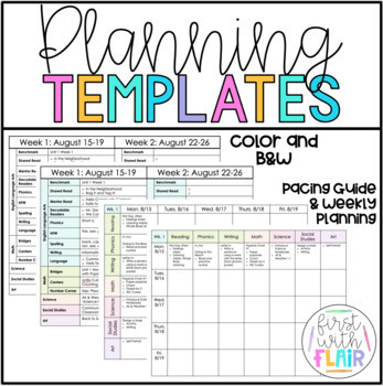 Preview of Editable Planning Templates | Pacing Guide & Weekly Plans