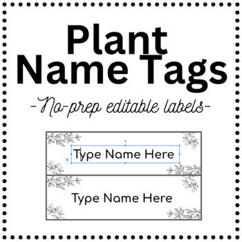 Preview of Editable Plant Name Tags FREE