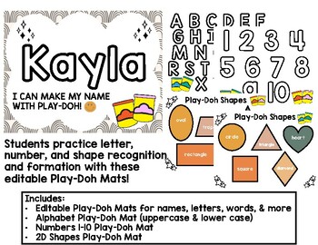 Editable Play-Doh Mats for Names, Alphabet, Numbers & Shapes