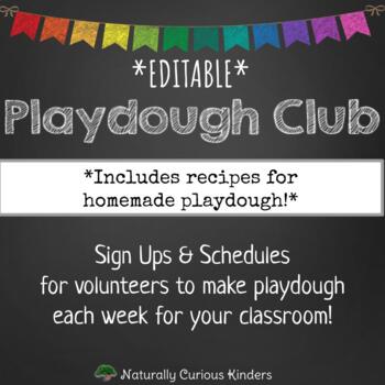 Preview of Editable Playdough Club Sign Up, Schedules & Recipes for Parents