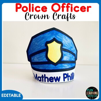 Preview of Editable Police Officer Hat Crafts | Community Helper Crown Craft Activity