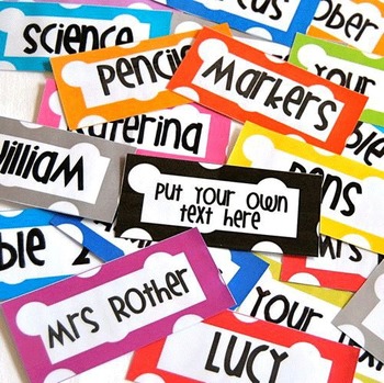 Preview of Editable Polka Dot Blank Multipurpose Tags Classroom Labels 20 Bright Colors
