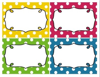 Editable Polka Dot Blank Multipurpose Tags Classroom Labels (5x4)