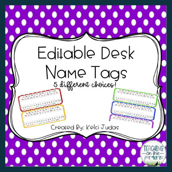 Editable Polka Dot Desk Name Tags Desk Name Plates By Teaching On