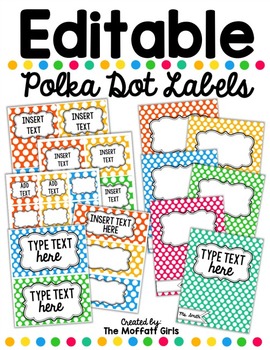 Preview of Editable Polka Dot Labels