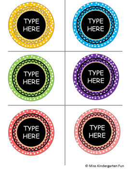Editable Polka Dot Labels | Classroom Decor | Colorful Labels 3, 2.5 ...