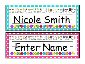 Editable Polka Dot Theme Name Plates by Its a Jungle Out There | TPT
