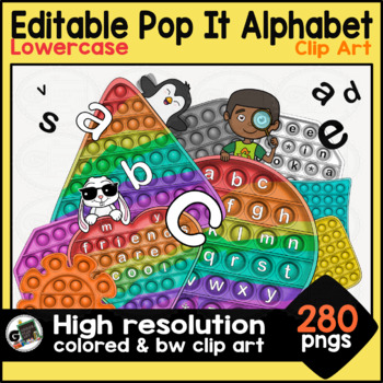 Preview of Editable Pop It Lowercase Alphabet Letters Bubble Fidget Mega Clip Art