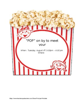 Preview of “POP” on by to watch a movie flyer (editable and fillable resource)