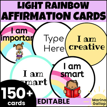 Preview of Daily Positive Affirmations & Self-Talk - Rainbow Classroom Affirmation Station