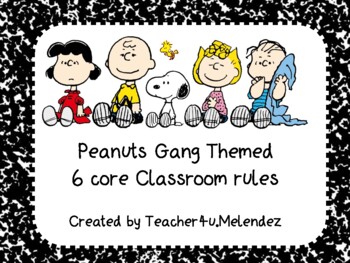 Preview of Pdf - 6 core Classroom Rules -Snoopy/Peanuts gang Theme (Non-editable)