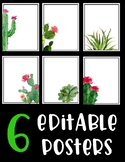 Editable Posters - Classroom Rules - Cactus - Succulents - Decor
