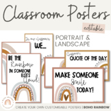 Modern BOHO RAINBOW Editable Classroom Posters | Neutral R