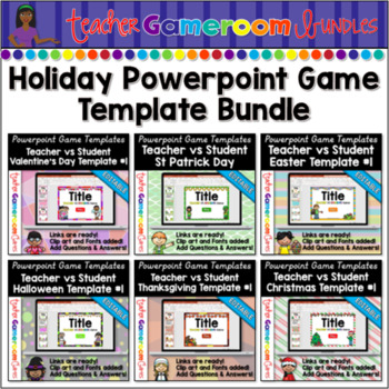 Preview of Editable Teacher vs Student Powerpoint Game Template Holiday Set