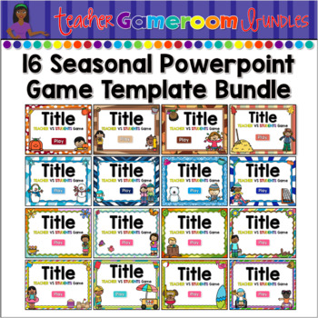 Preview of Editable Powerpoint Game Template Teacher vs Student Seasons Set