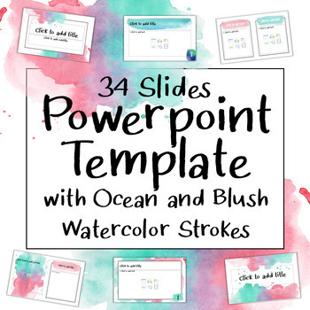 Preview of Editable PowerPoint Template | Google Slides [Ocean+Blush Watercolor Background]