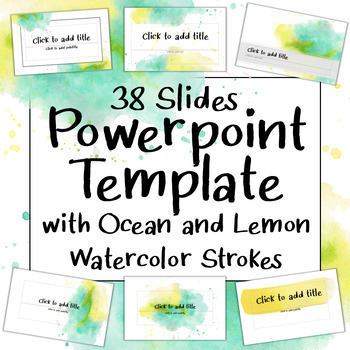 Preview of Editable Powerpoint+Google Slides Template [Ocean+Lemon Watercolour Design]